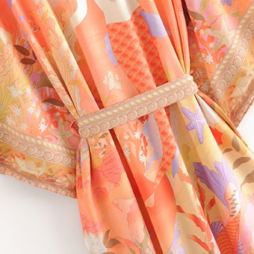 Mermaid Dreams Boho Kimono Duster Robe Coverup - Picture 13 of 14